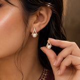 Pearl Crystal Teardrop Stud Earrings