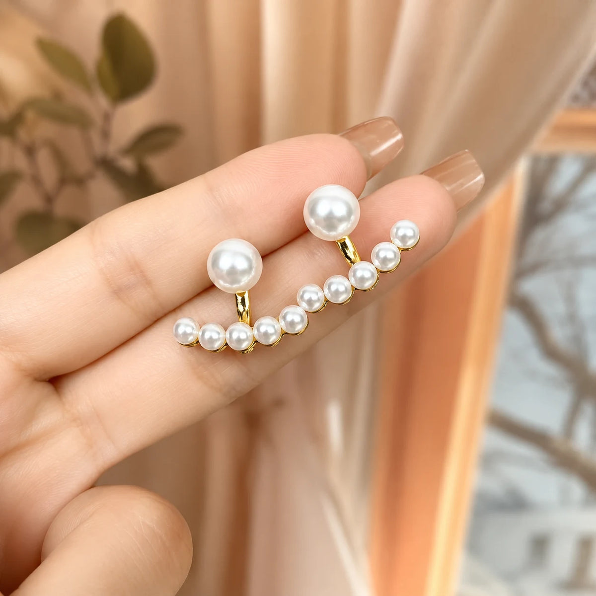 Pearl Cuff Ear Jacket Earrings