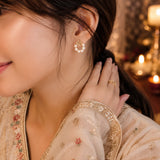 Pearl Floral Circle Stud Earrings