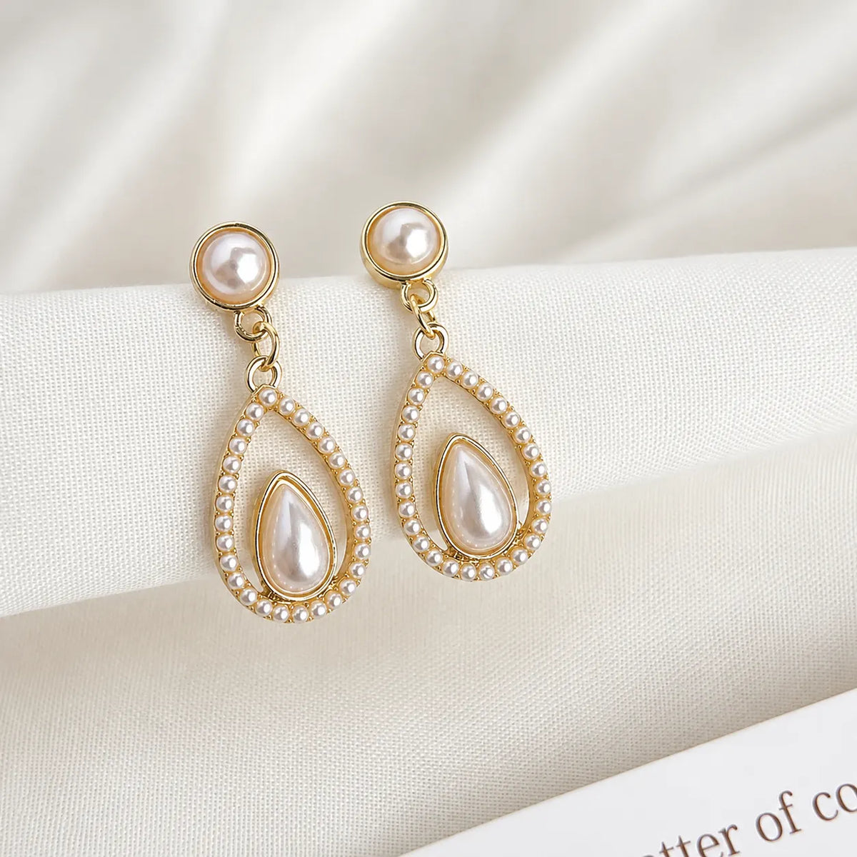 Pearl Teardrop Crystal Earrings