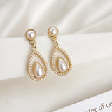 Pearl Teardrop Crystal Earrings