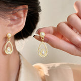 Pearl Teardrop Crystal Earrings