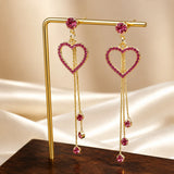 Pink Heart Long Drop Earrings
