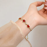 Red Heart Gold Bracelet
