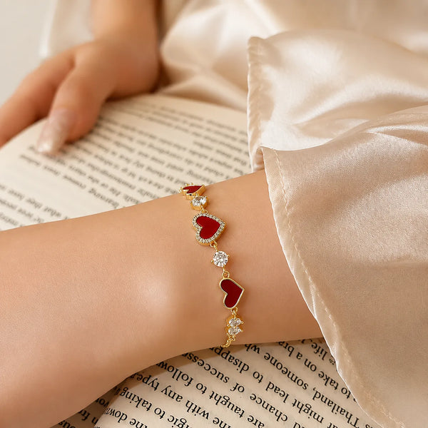 Red Heart Gold Bracelet