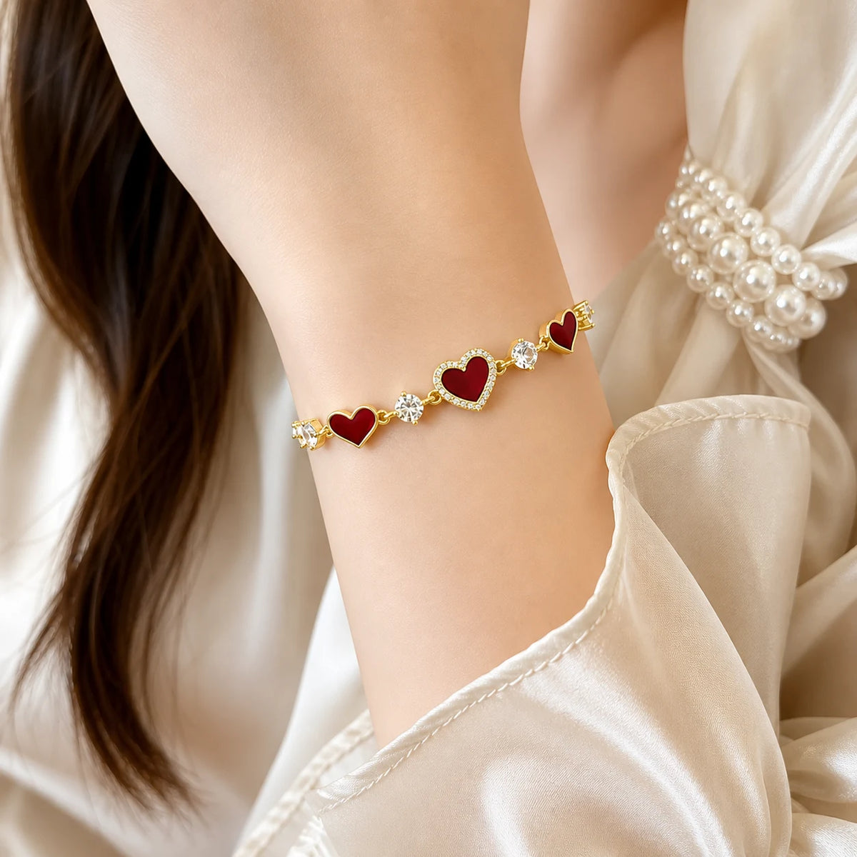 Red Heart Gold Bracelet