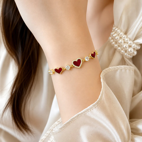 Red Heart Gold Bracelet