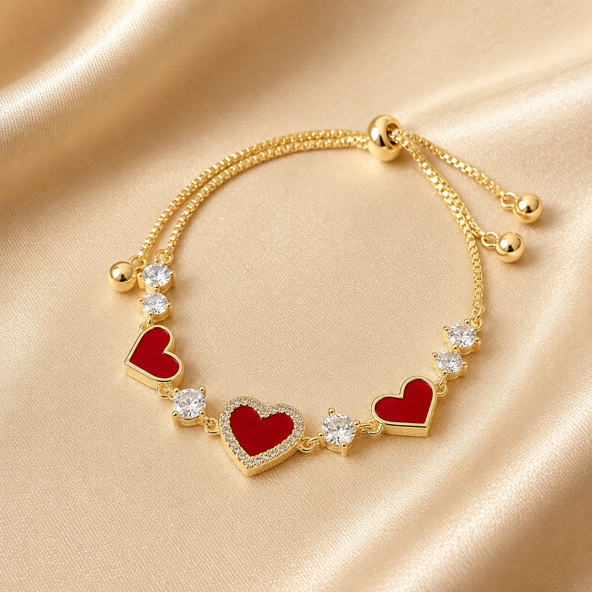 Red Heart Gold Bracelet