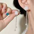 Rose Flower Pearl Tassel Earrings
