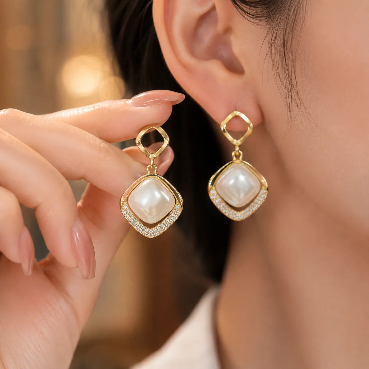 Multi-Shape Pearl Crystal Earrings