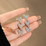 Triple Heart Crystal Drop Earrings