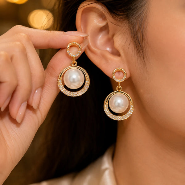 Multi-Shape Pearl Crystal Earrings